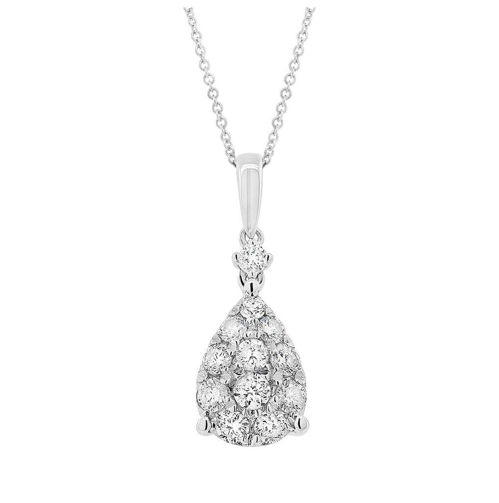 0.47 Ctw 18k White Gold Diamond Pendant Necklace With 18 Inch Chain