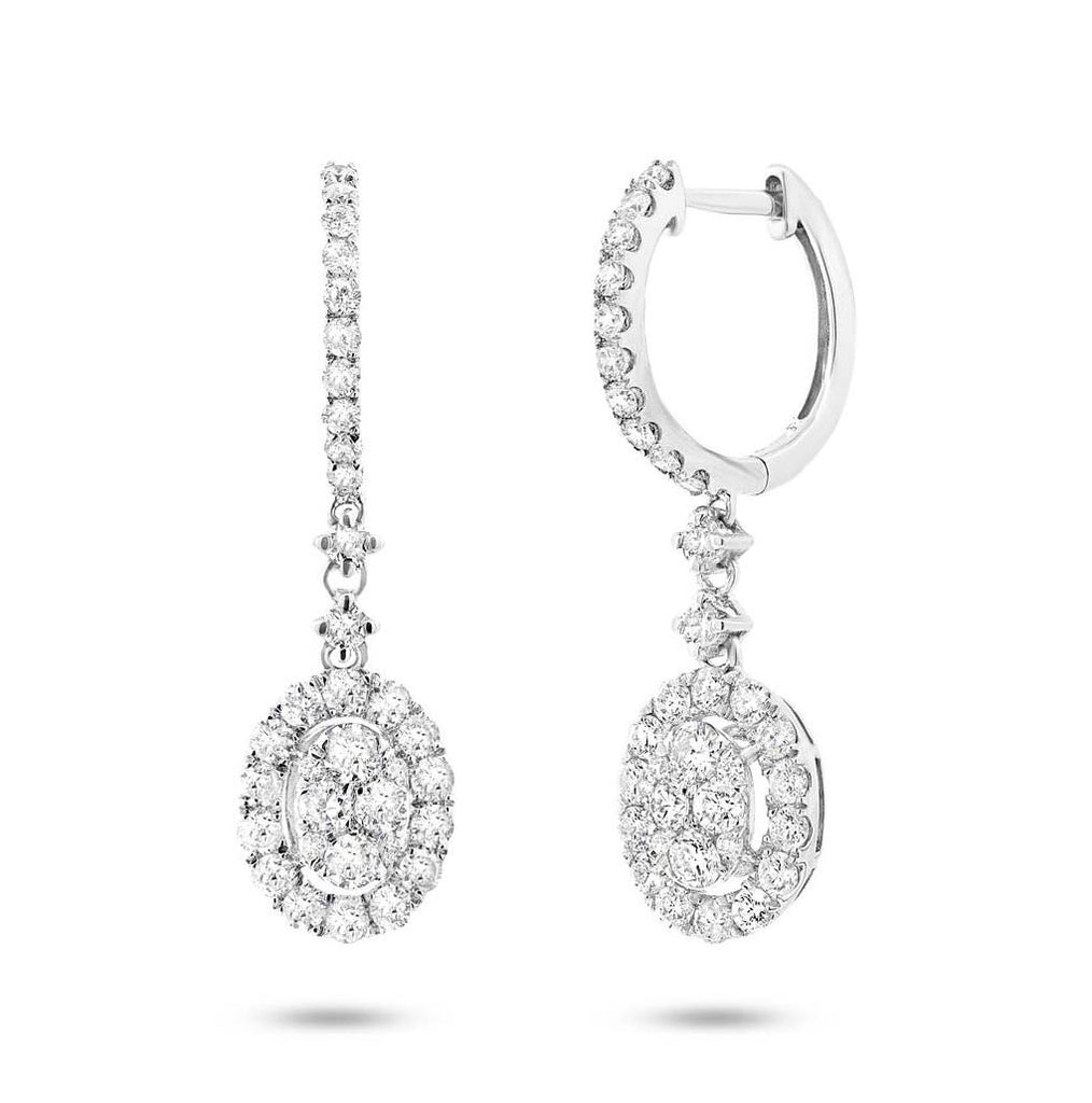 1.22 Ctw 18k White Gold Diamond Earring