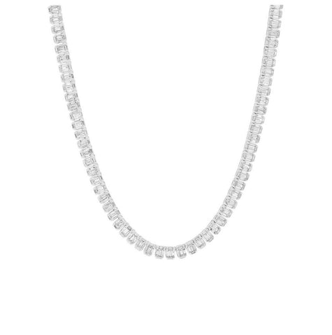 8.77 Ctw 18k White Gold Diamond Baguette Necklace