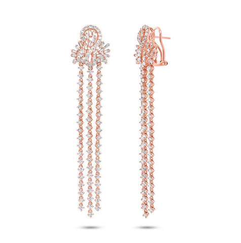 5.11 Ctw 18k Rose Gold Diamond Chandelier Earring