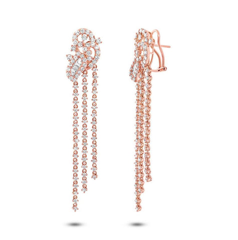 4.78 Ctw 18k Rose Gold Diamond Chandelier Earring