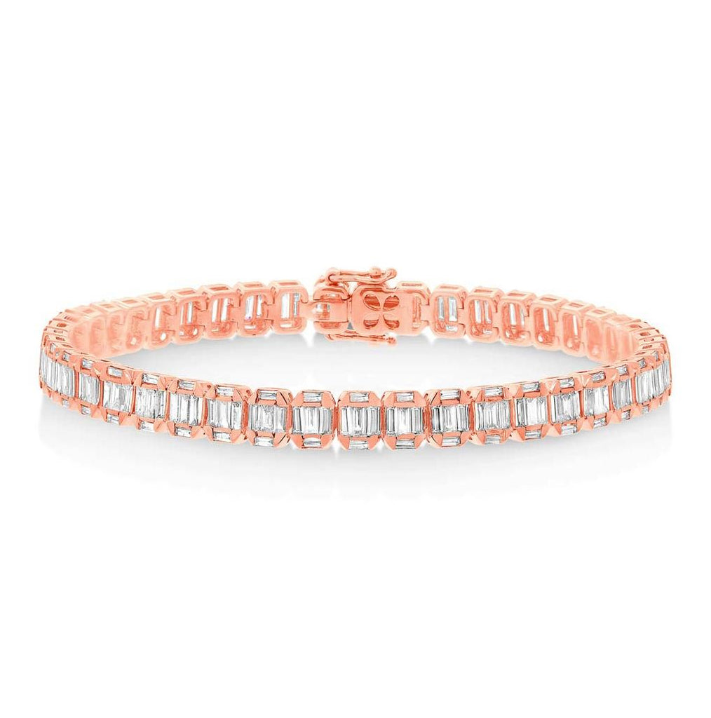 4.00 Ctw 18k Rose Gold Diamond Baguette Bracelet