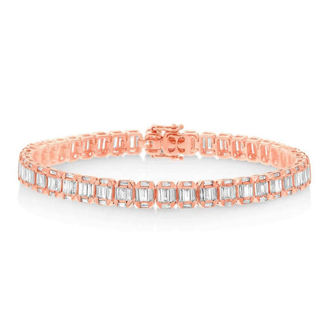 4.00 Ctw 18k Rose Gold Diamond Baguette Bracelet