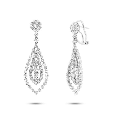 2.90 Ctw 18k White Gold Diamond Earring