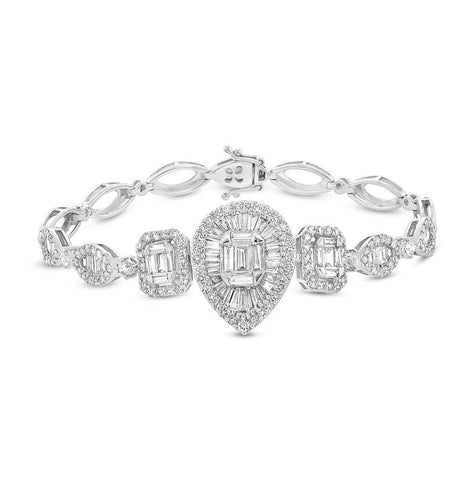 3.60 Ctw 18k White Gold Diamond Womens Bracelet