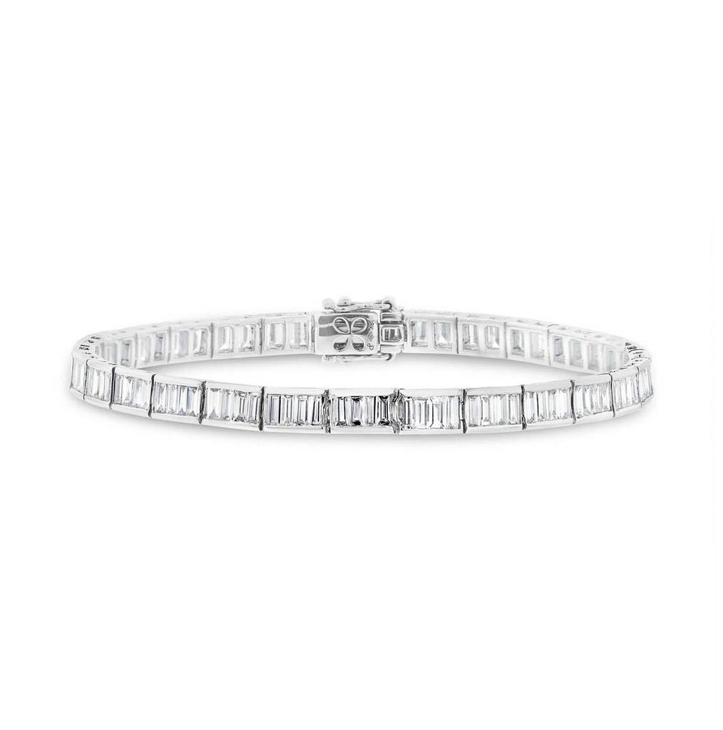 4.36 Ctw 18k White Gold Diamond Baguette Tennis Bracelet