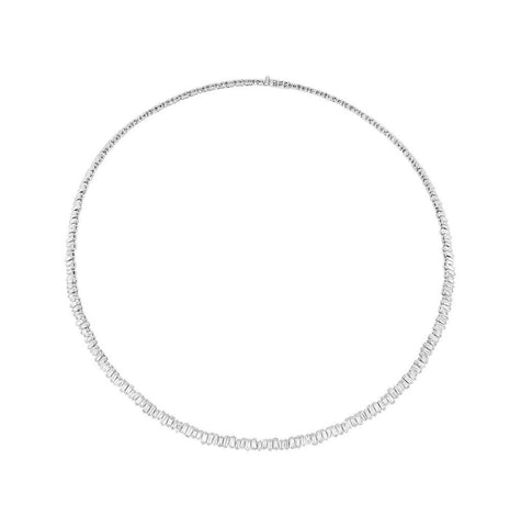 3.96 Ctw 14k White Gold Diamond Baguette Choker Necklace