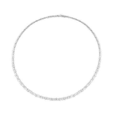 9.32 Ctw 14k White Gold Diamond Baguette Choker Necklace