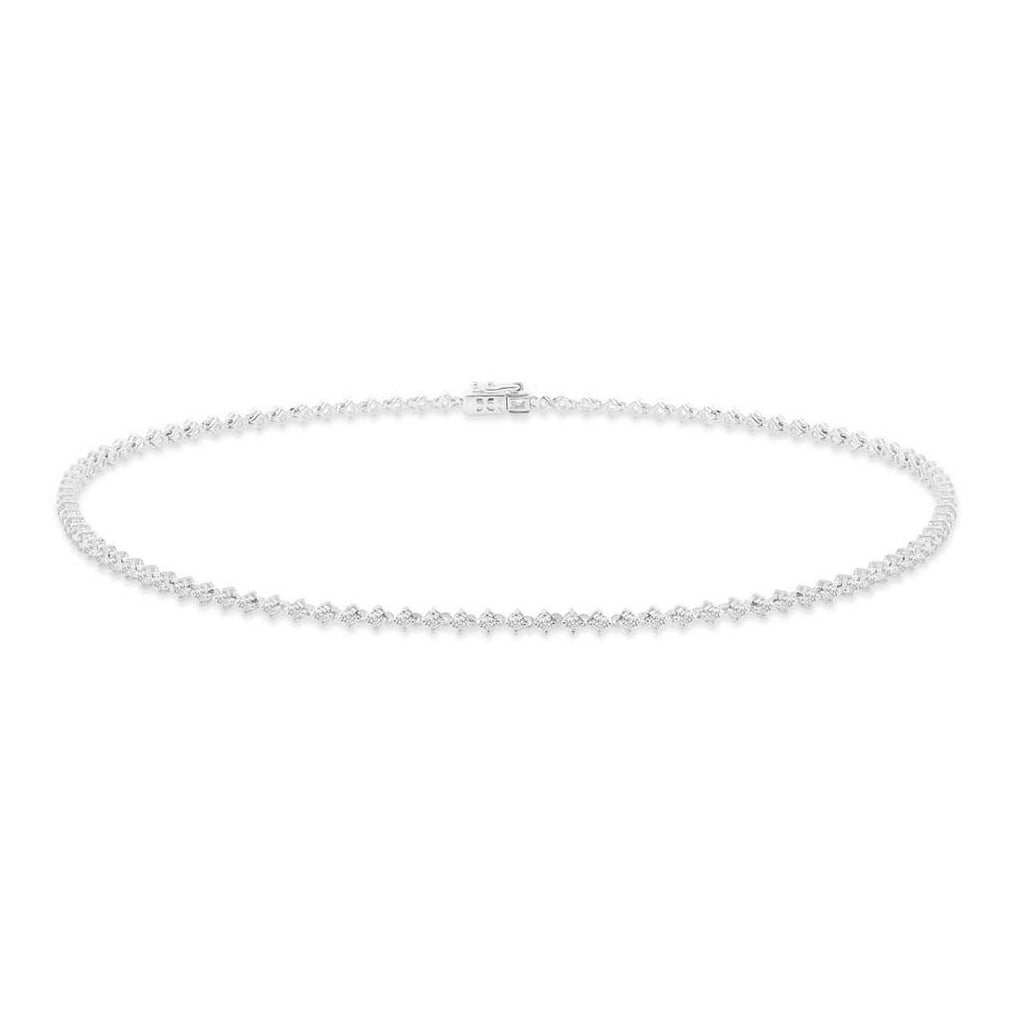 2.94 Ctw 18k White Gold Diamond Choker Necklace