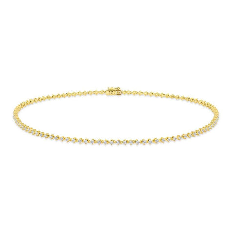 2.94 Ctw 18k Yellow Gold Diamond Choker Necklace