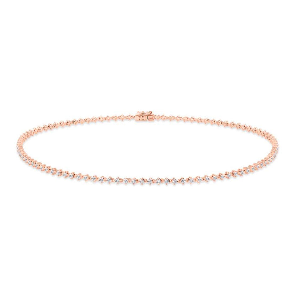 2.94 Ctw 18k Rose Gold Diamond Choker Necklace