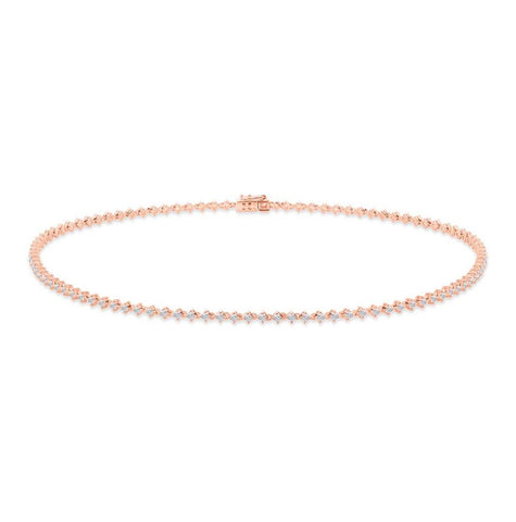 2.94 Ctw 18k Rose Gold Diamond Choker Necklace