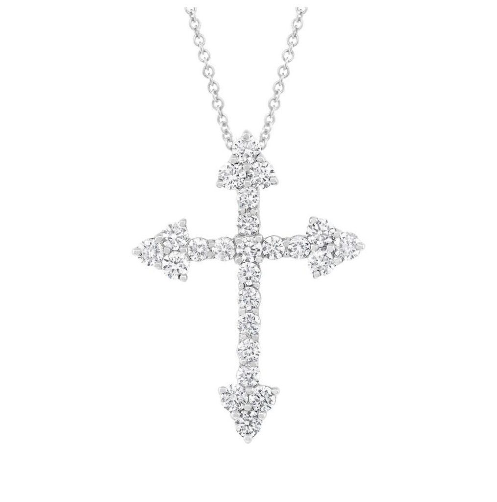 1.07 Ctw 18k White Gold Diamond Cross Pendant Necklace With 18 Inch Chain