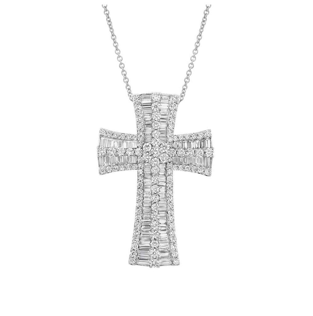 4.45 Ctw 18k White Gold Diamond Pendant Necklace With 18 Inch Chain