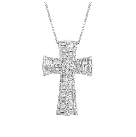 4.45 Ctw 18k White Gold Diamond Pendant Necklace With 18 Inch Chain