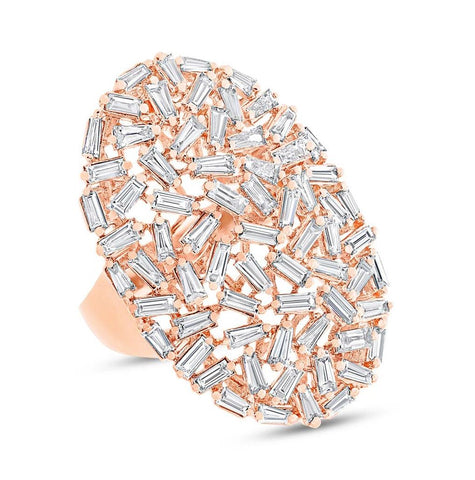 2.97 Ctw 14k Rose Gold Diamond Baguette Womens Ring