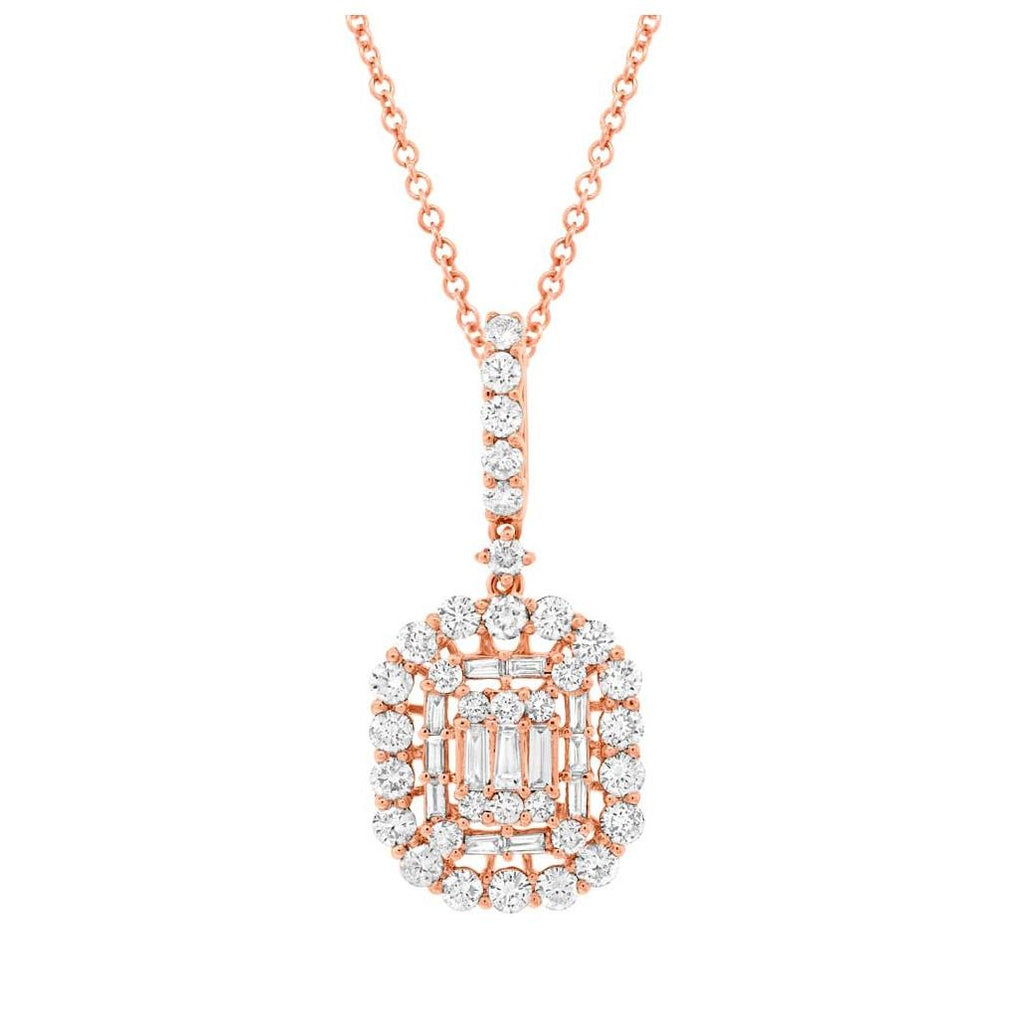 1.57 Ctw 18k Rose Gold Diamond Pendant Necklace With 18 Inch Chain