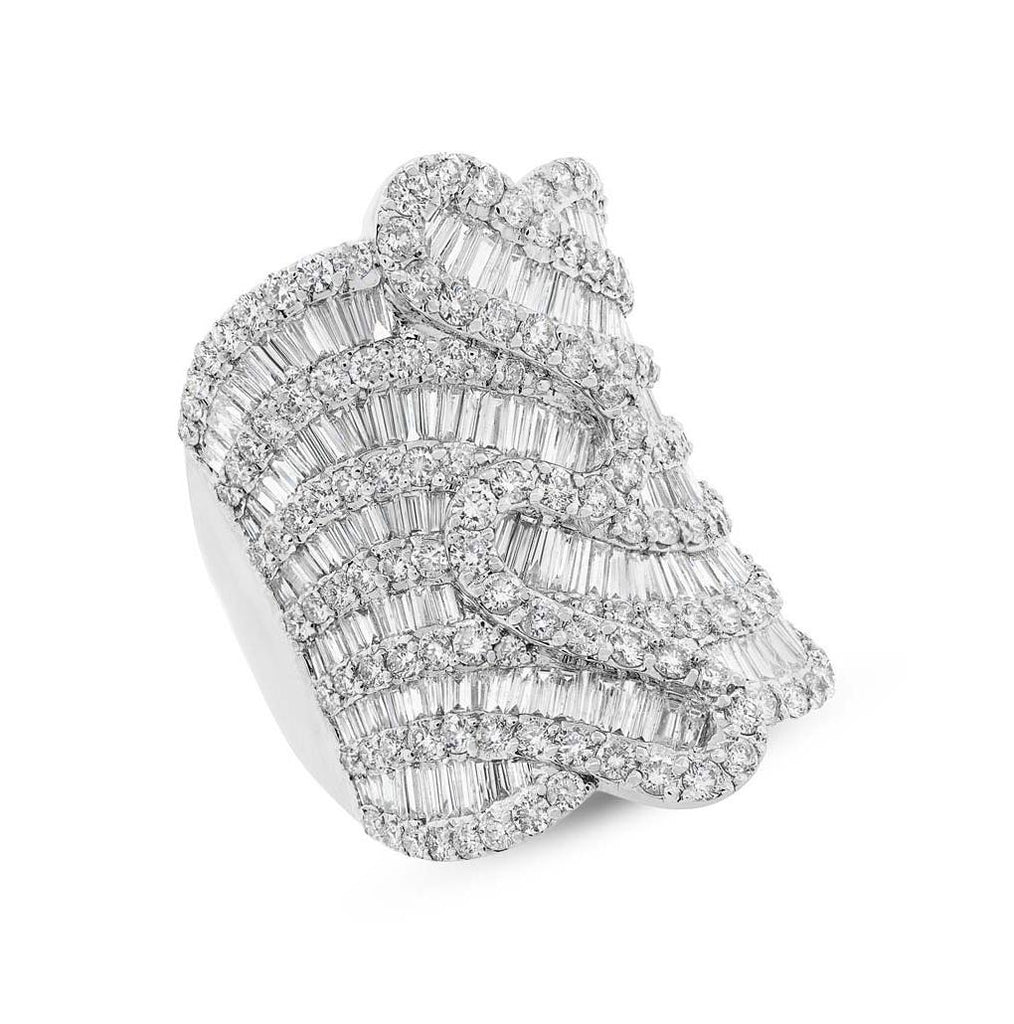 4.77 Ctw 18k White Gold Diamond Baguette Womens Ring