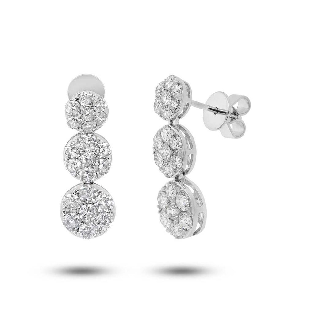 2.39 Ctw 18k White Gold Diamond Cluster Earring