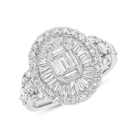 0.99 Ctw 18k White Gold Diamond Baguette Womens Ring