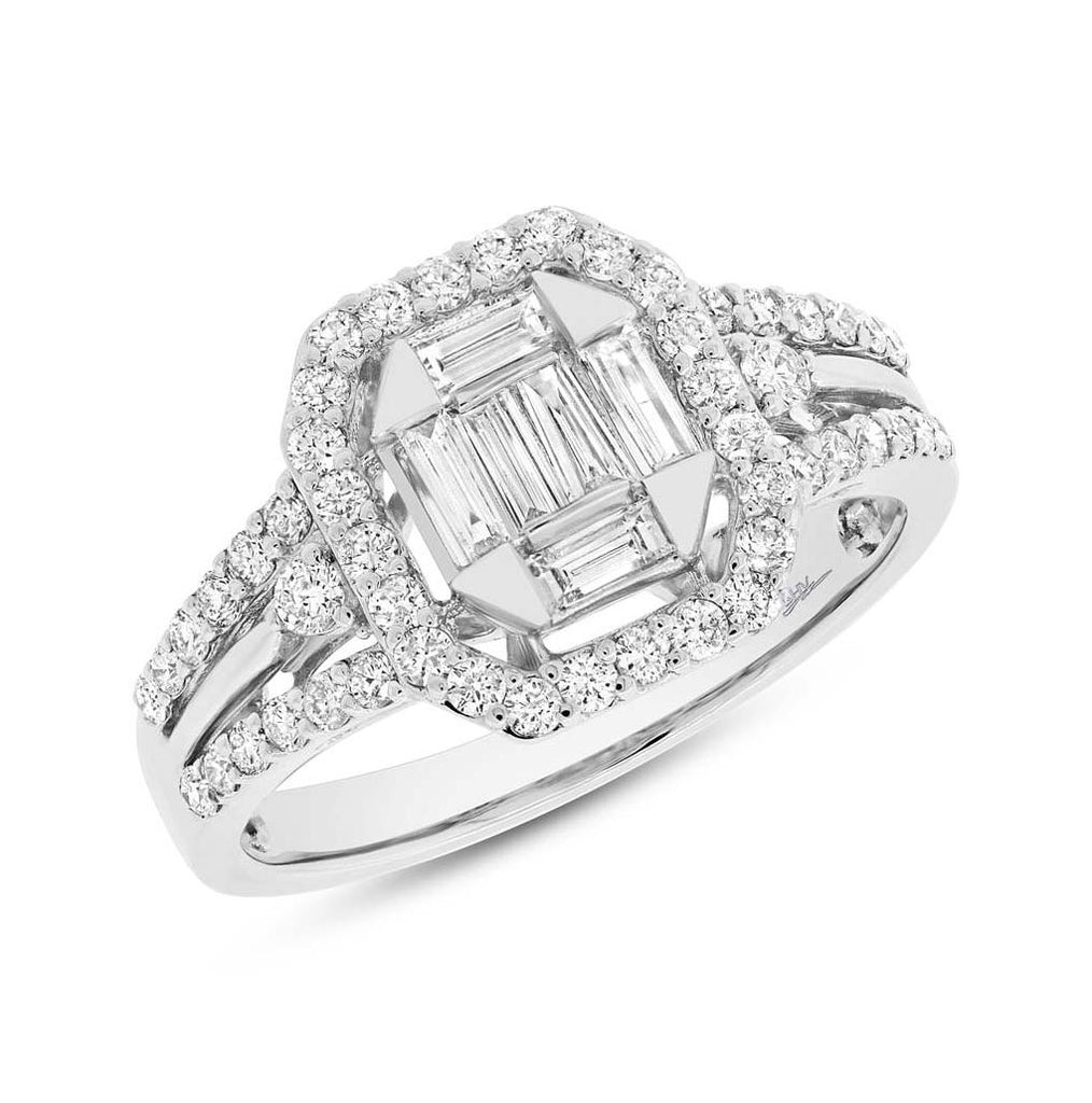 0.84 Ctw 18k White Gold Diamond Baguette Womens Ring
