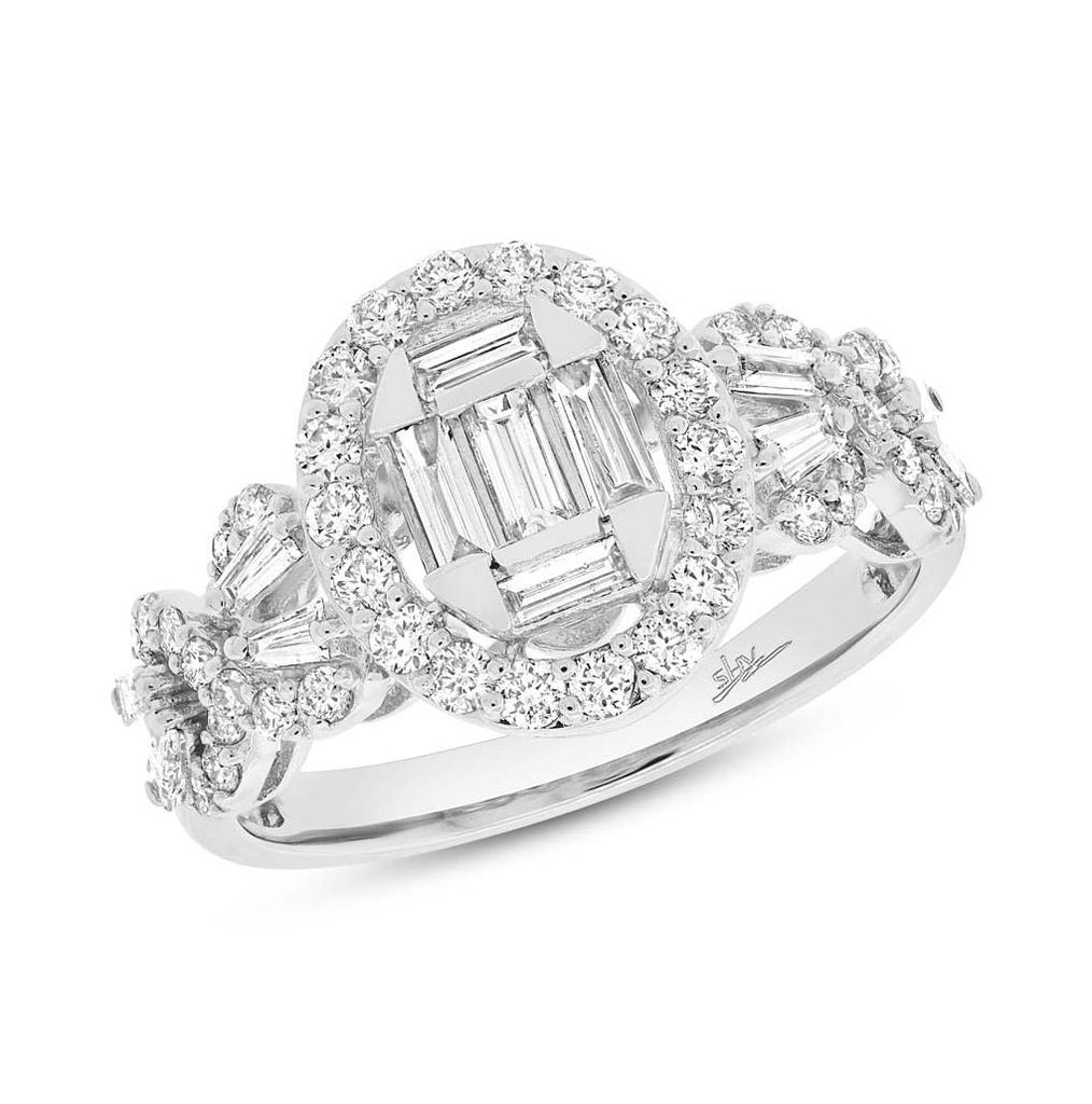 1.55 Ctw 18k White Gold Diamond Baguette Womens Ring