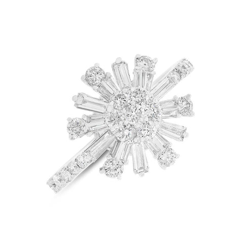 1.09 Ctw 18k White Gold Diamond Baguette Womens Ring