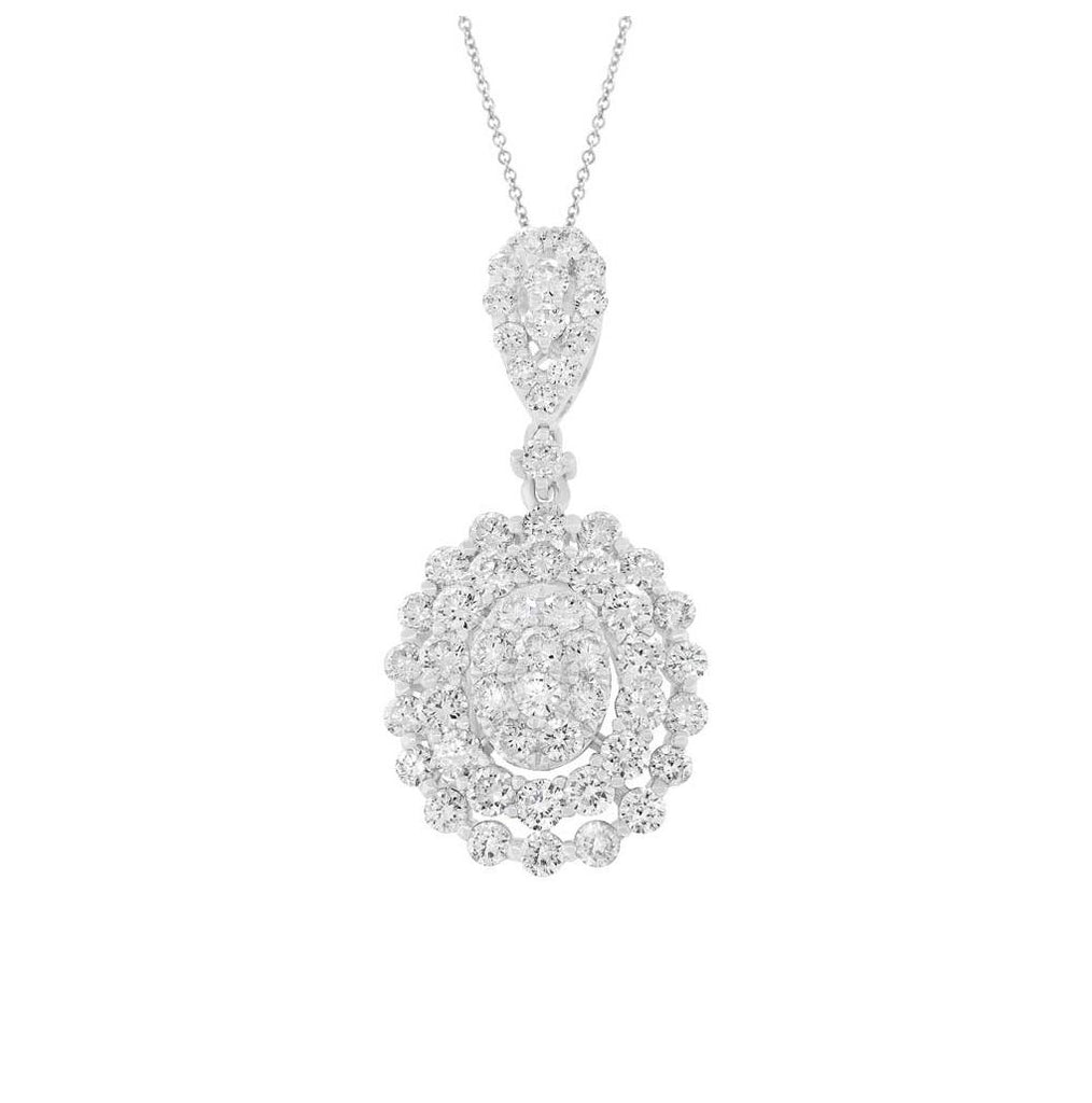 1.85 Ctw 18k White Gold Diamond Pendant Necklace With 18 Inch Chain