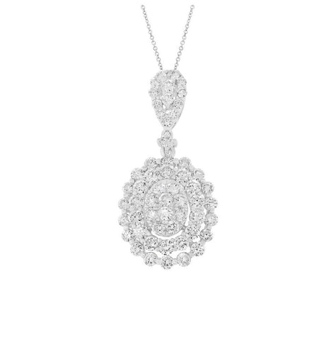 1.85 Ctw 18k White Gold Diamond Pendant Necklace With 18 Inch Chain