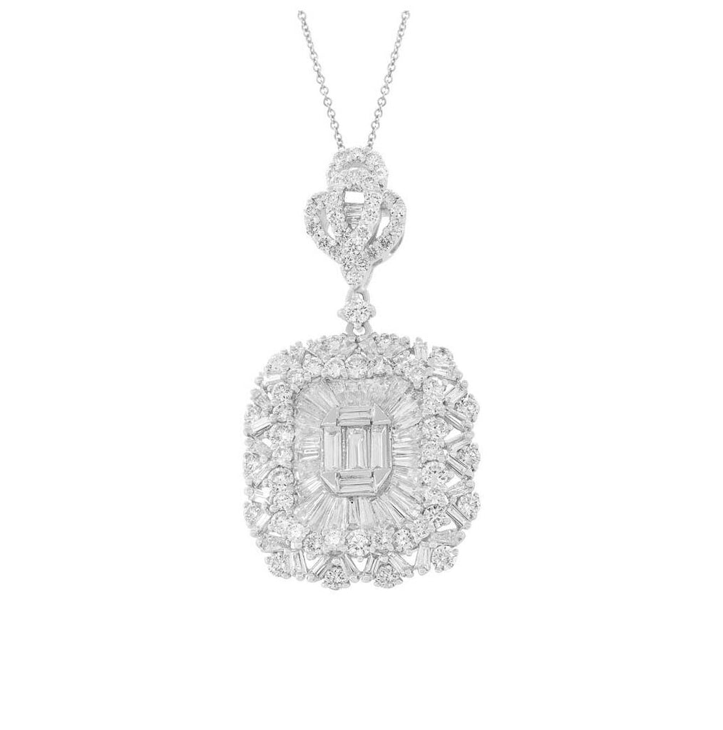 2.66 Ctw 18k White Gold Diamond Pendant Necklace With 18 Inch Chain