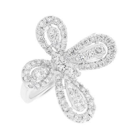 1.51 Ctw 18k White Gold Diamond Butterfly Womens Ring