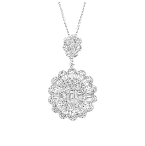 4.77 Ctw 18k White Gold Diamond Pendant Necklace With 18 Inch Chain