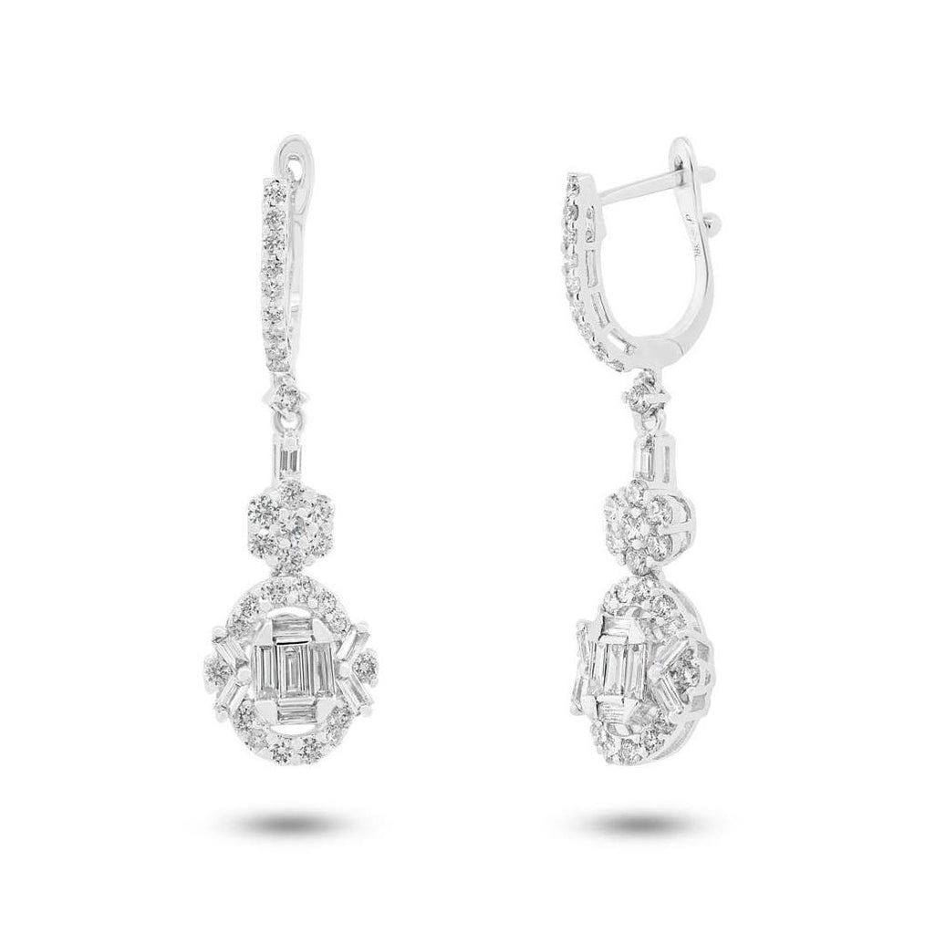 1.70 Ctw 18k White Gold Diamond Earring