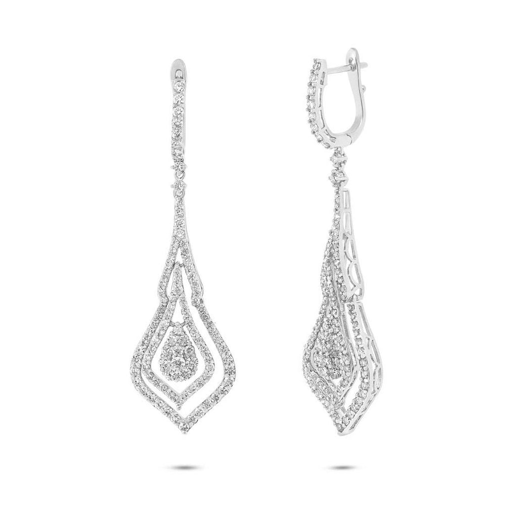 3.21 Ctw 18k White Gold Diamond Earring