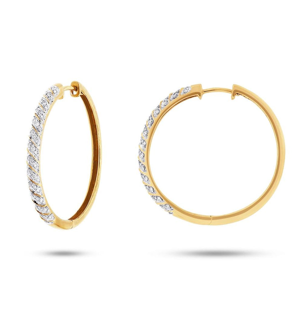 0.50 Ctw 14k Yellow Gold Diamond Hoop Earring