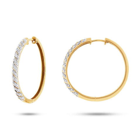 0.50 Ctw 14k Yellow Gold Diamond Hoop Earring