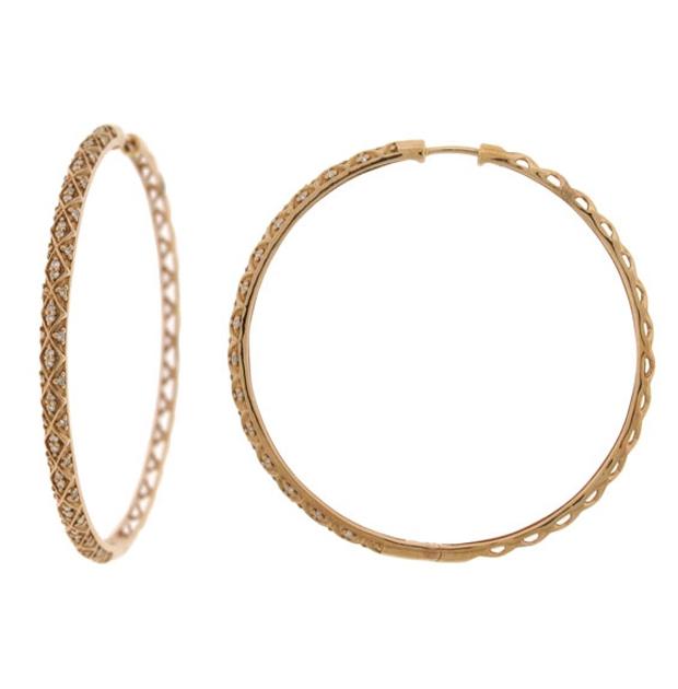 0.60 Ctw 14k Rose Gold Diamond Hoop Earring