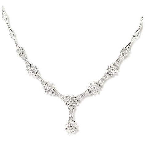 3.48 Ctw 14k White Gold Diamond Necklace