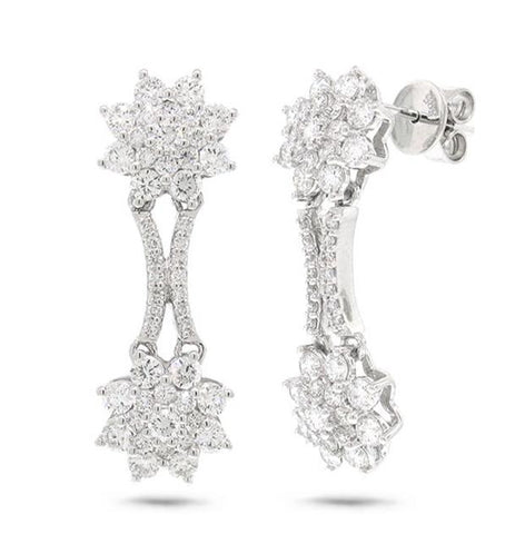 2.00 Ctw 14k White Gold Diamond Fancy Earring