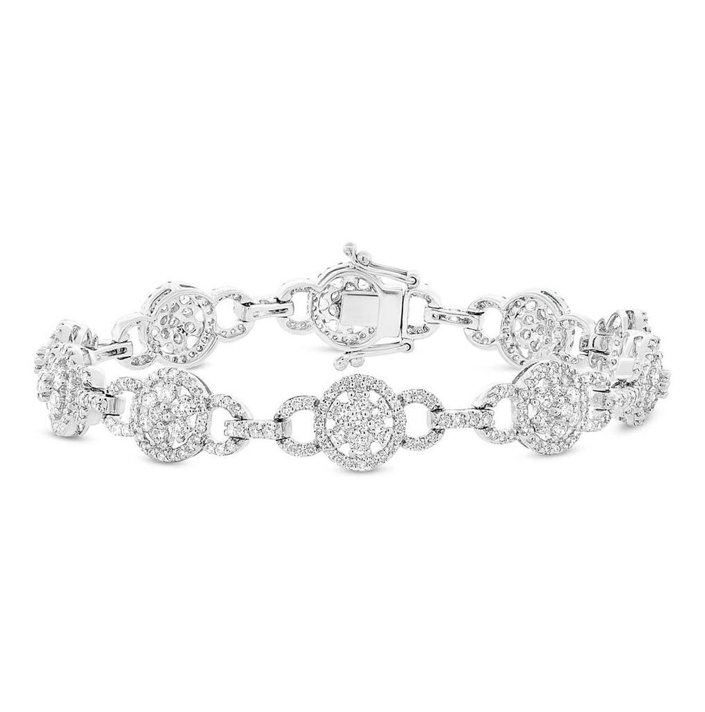 3.40 Ctw 14k White Gold Diamond Womens Bracelet