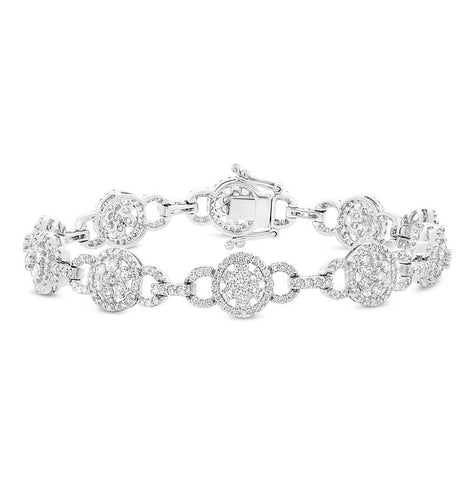 3.40 Ctw 14k White Gold Diamond Womens Bracelet