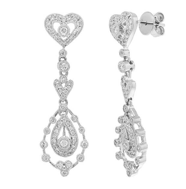 0.73 Ctw 14k White Gold Diamond Earring