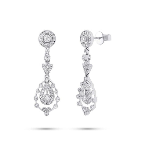 0.73 Ctw 14k White Gold Diamond Fancy Earring