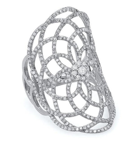 1.22 Ctw 14k White Gold Diamond Lace Womens Ring