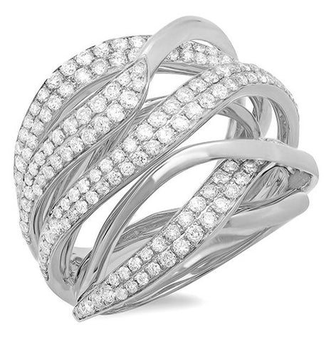 1.30 Ctw 14k White Gold Diamond Bridge Ring