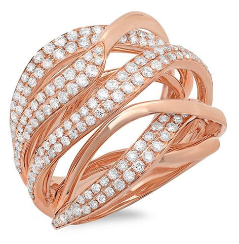 1.30 Ctw 14k Rose Gold Diamond Bridge Ring