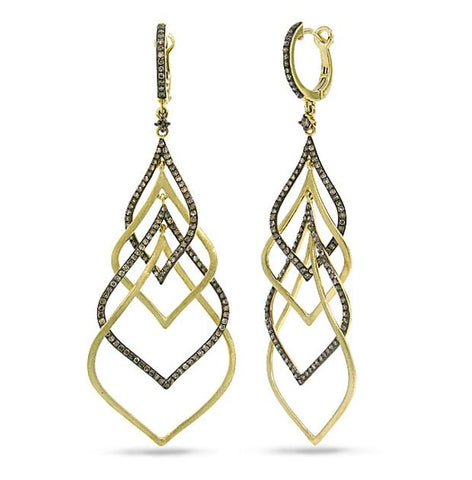 1.31 Ctw 14k Yellow Gold Champagne Diamond Earring