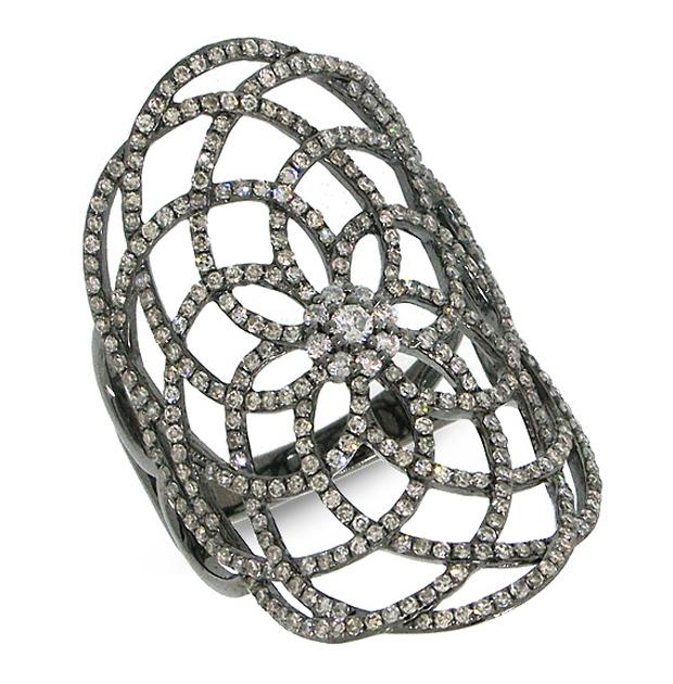 1.22 Ctw 14k Gold With Black Rhodium Diamond Lace Womens Ring