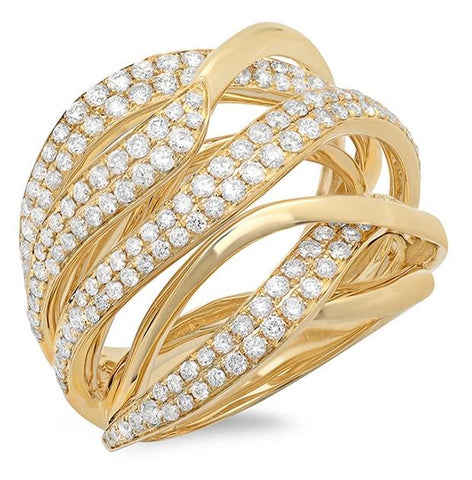 1.30 Ctw 14k Yellow Gold Diamond Bridge Ring