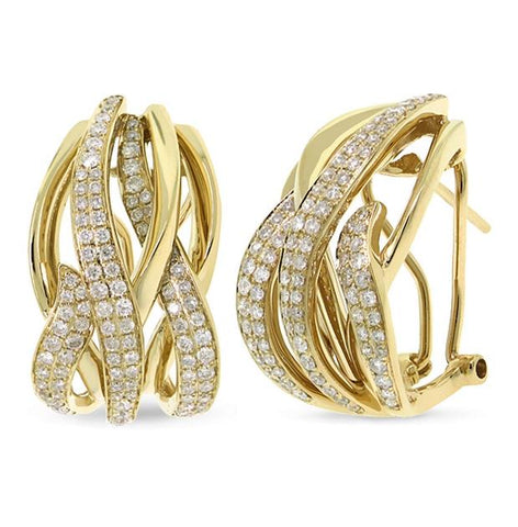 1.37 Ctw 14k Yellow Gold Diamond Earring